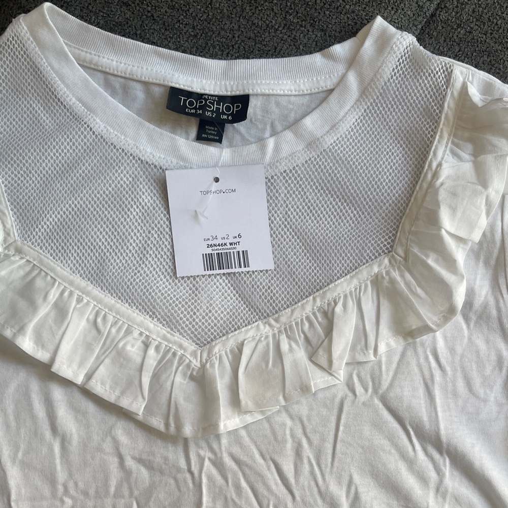 Topshop White Ruffle Trim Tee - Picture 2 of 5